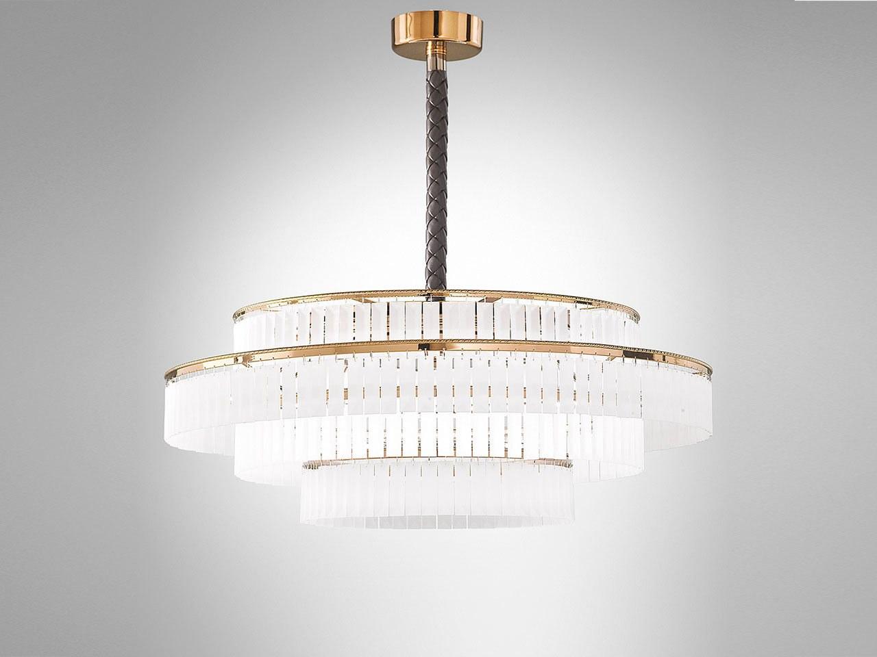 LED etched glass pendant lamp with crystals | Charles by Italamp
