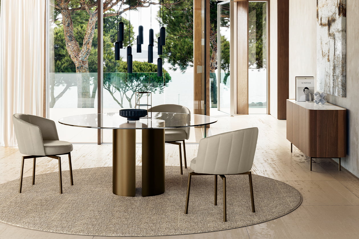 Oval tempered glass table | Dora glass by Eforma