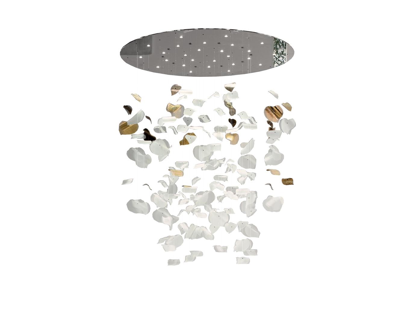 LED etched glass pendant lamp | Leaf by Reflex