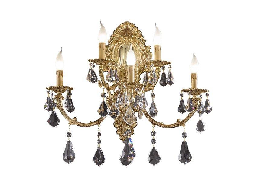 French Gold wall lamp with Schoeler crystals | Ermes 099/a5-sh/p by Possoni Illuminazione