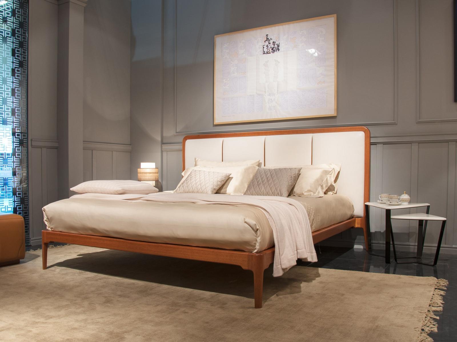 Leather bed with upholstered headboard | Julia by Formitalia