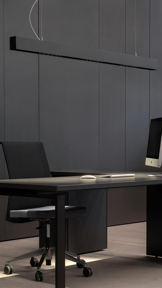 LED aluminium pendant lamp | Black Foster Suspension 1200 by Arkoslight