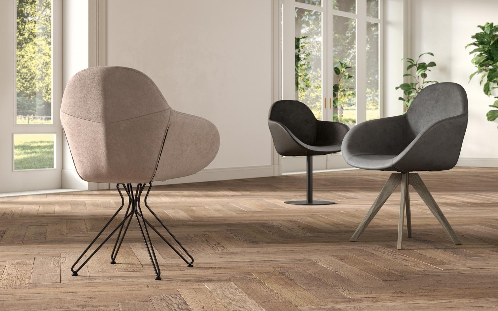 Upholstered trestle-based chair | Fiona by Ozzio Italia