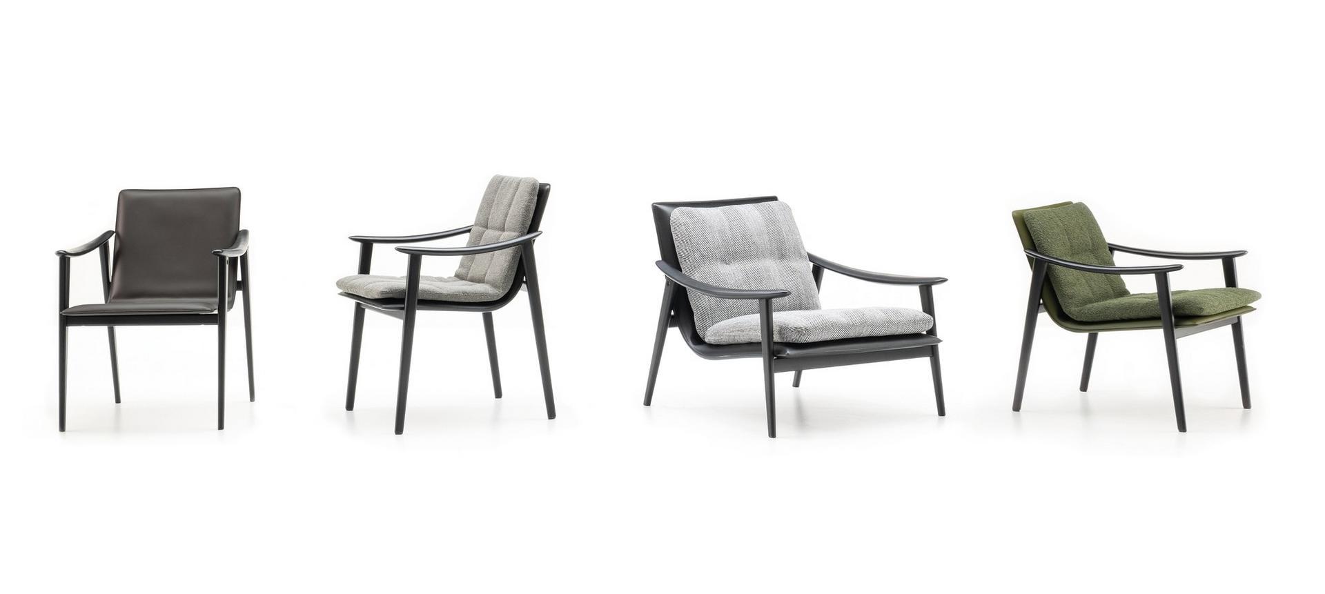 Tanned leather chair with armrests | Fynn Saddle Hide by Minotti