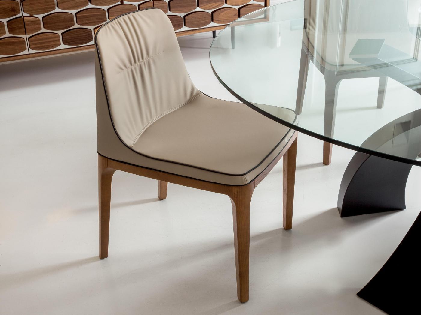 Upholstered leather chair | Mivida by Tonin Casa