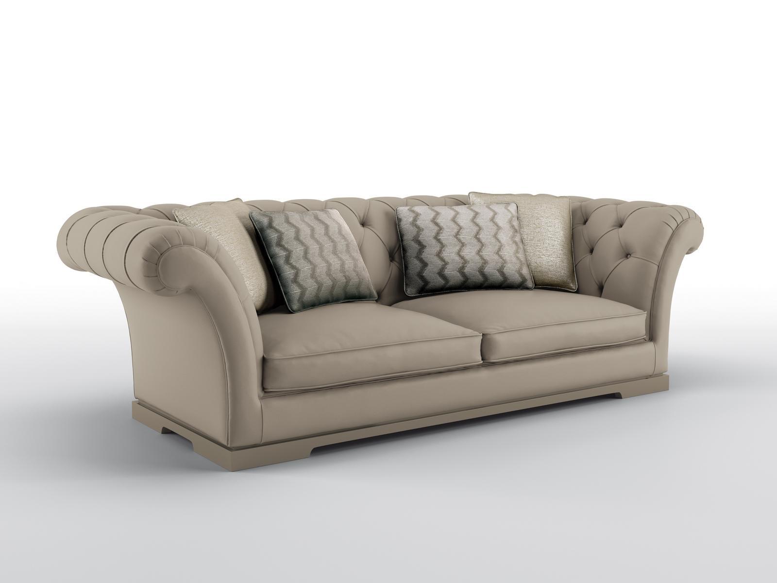 Tufted 4 seater leather sofa | Babylon by Bruno Zampa