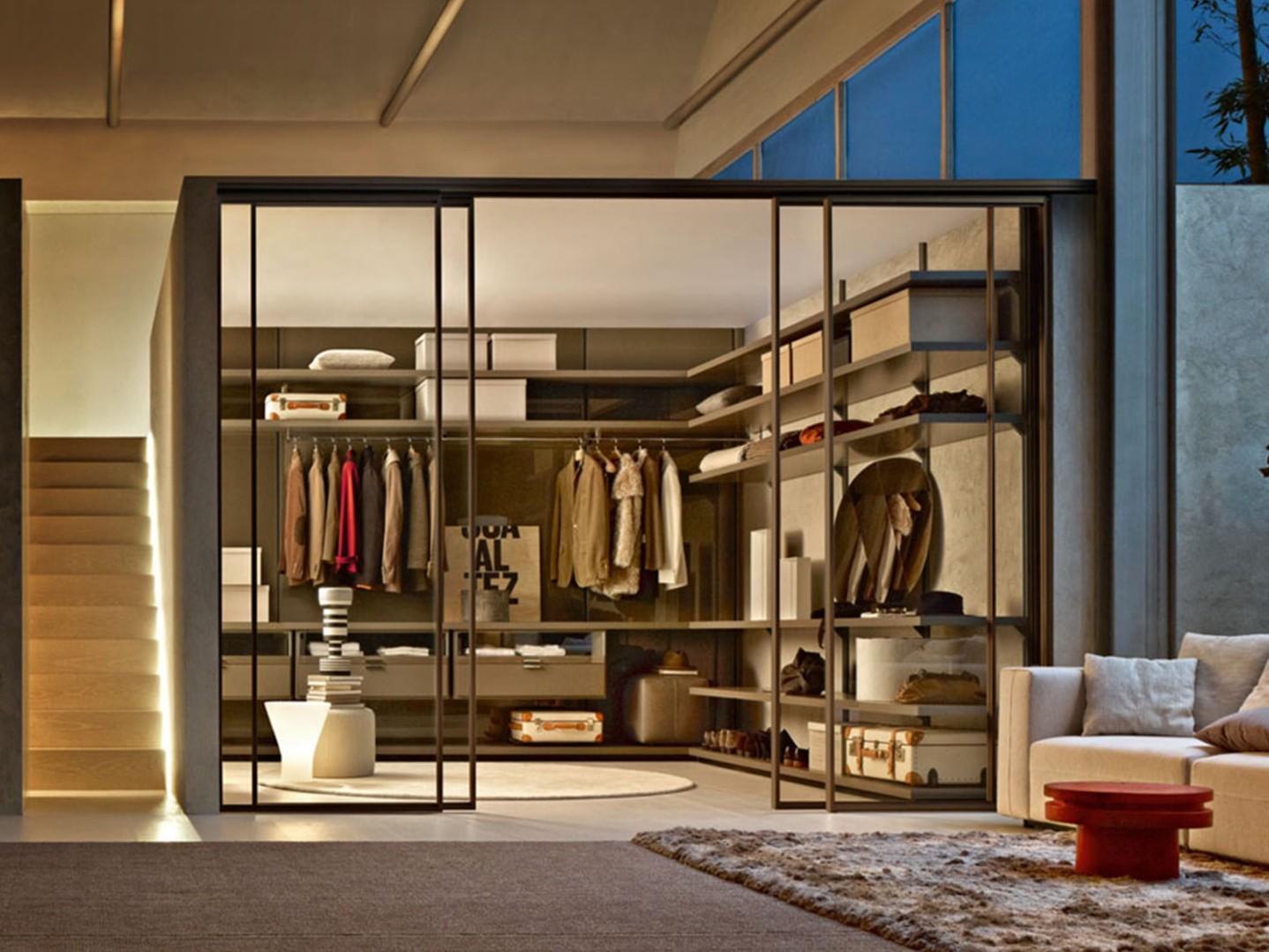 Sliding glass cabinet door for walk-in wardrobes | Dwell by Molteni