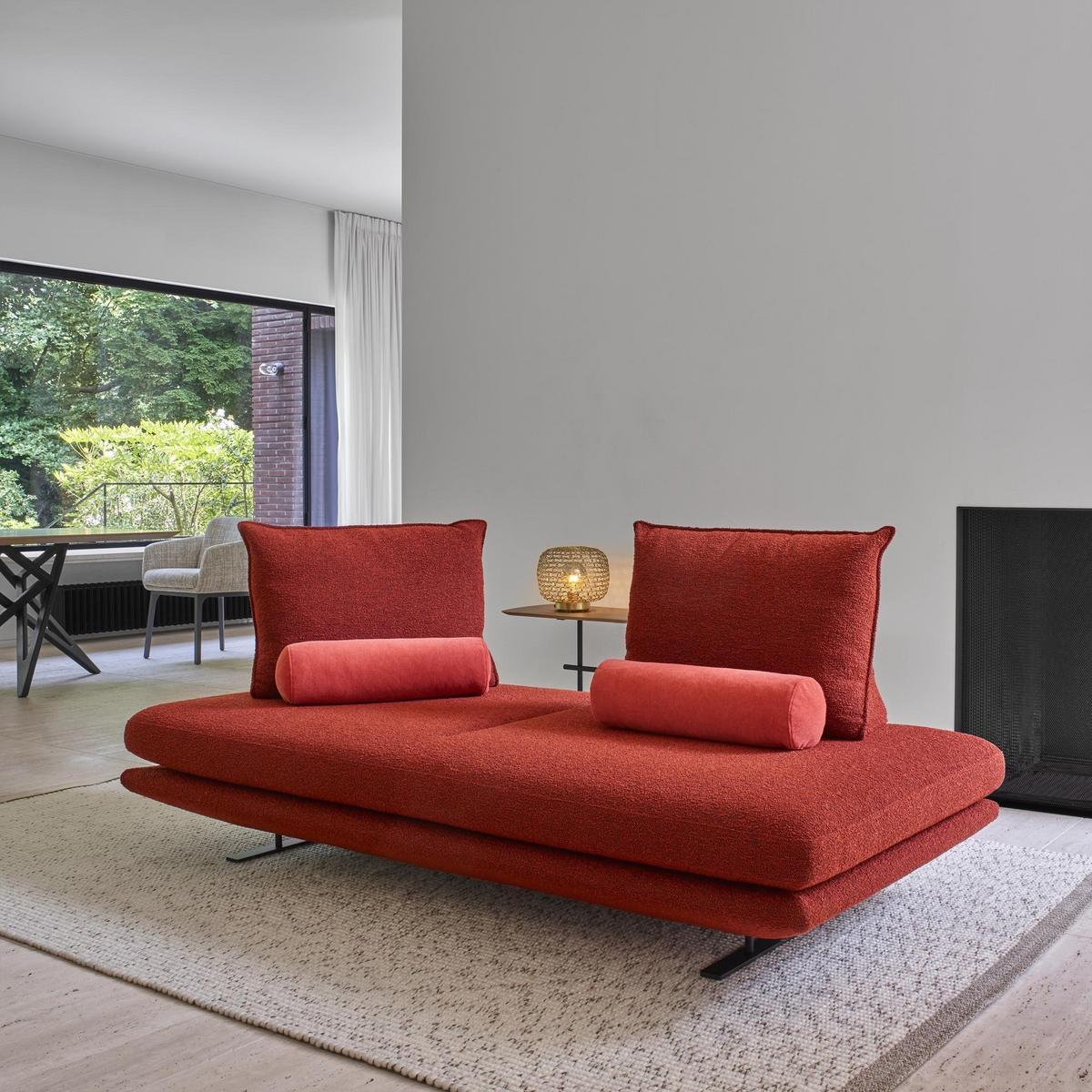 Upholstered fabric bench with back | Prado by Ligne Roset