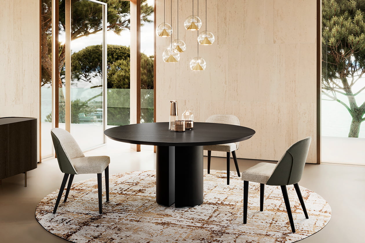 Round veneer table | Dora wood by Eforma