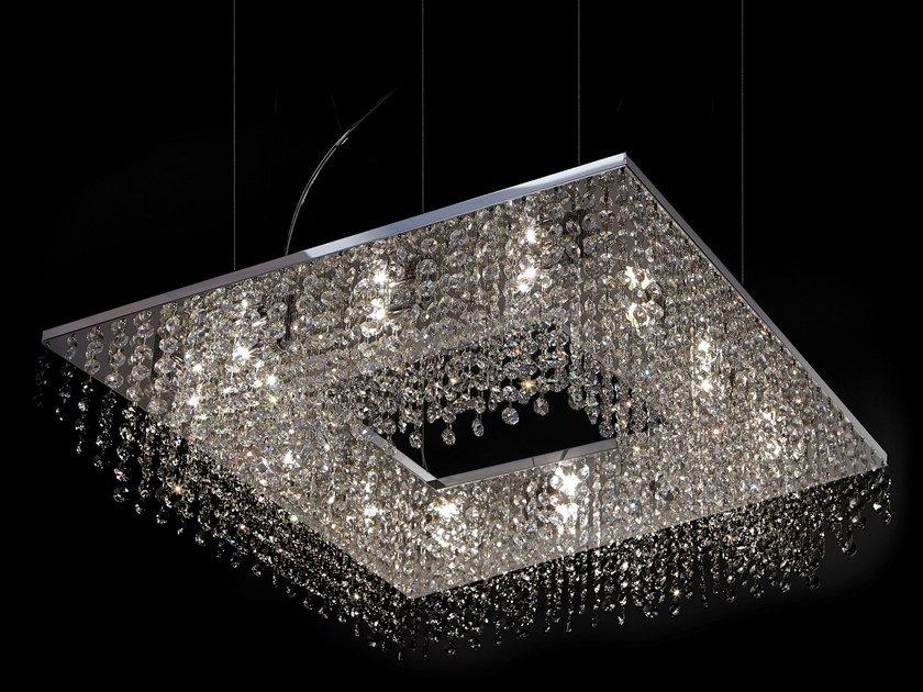 Metal pendant lamp with crystals | Sky Cycles Square H8 by Ilfari
