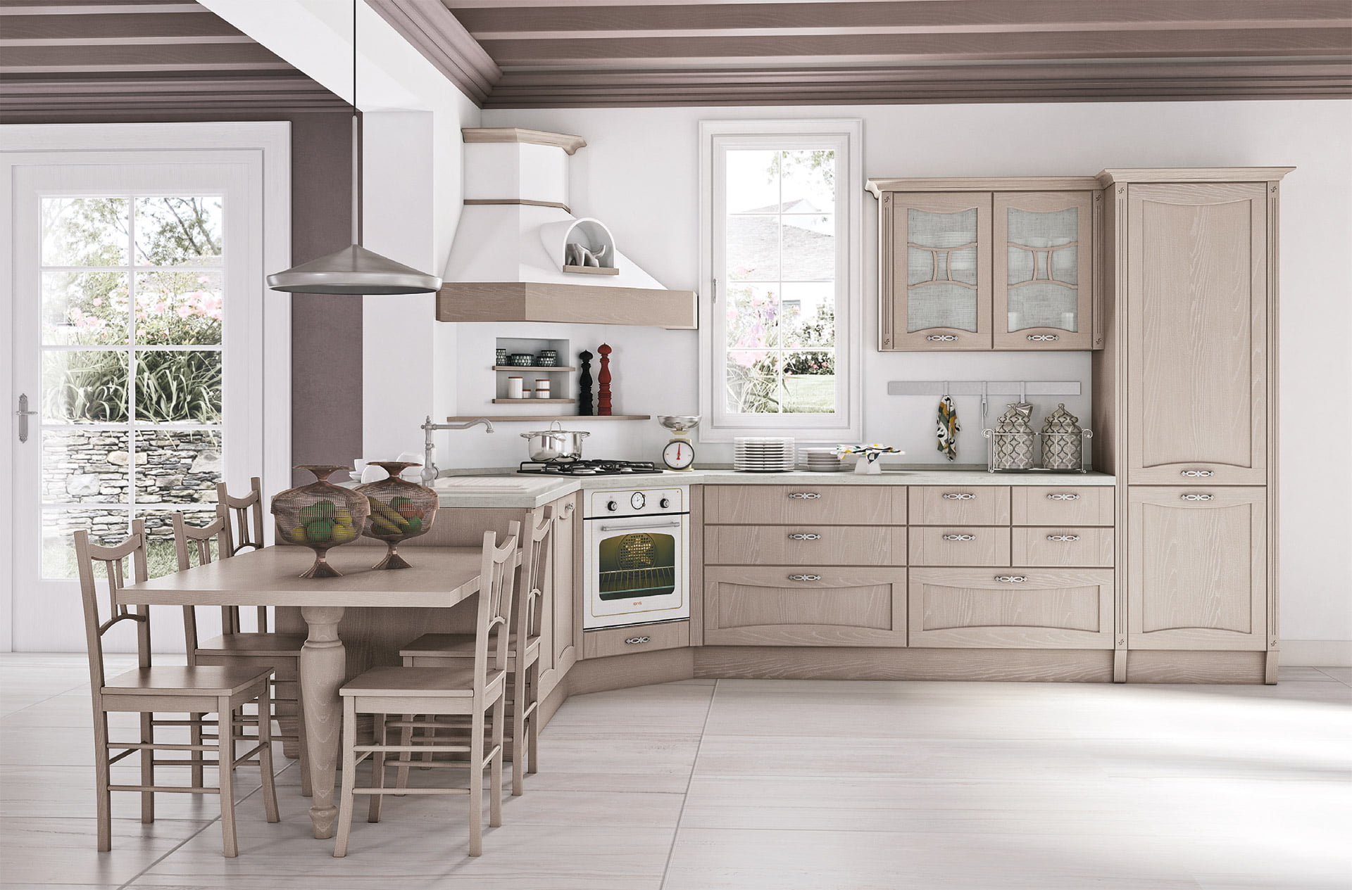 Wood kitchen with handles Creo kitchens Aurea