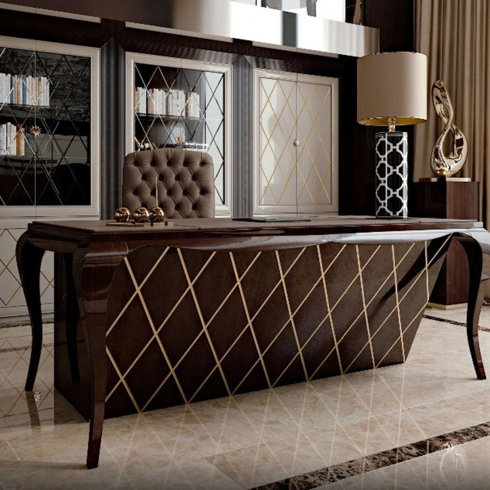 Rectangular leather writing desk with drawers | Gatsby by Cavio