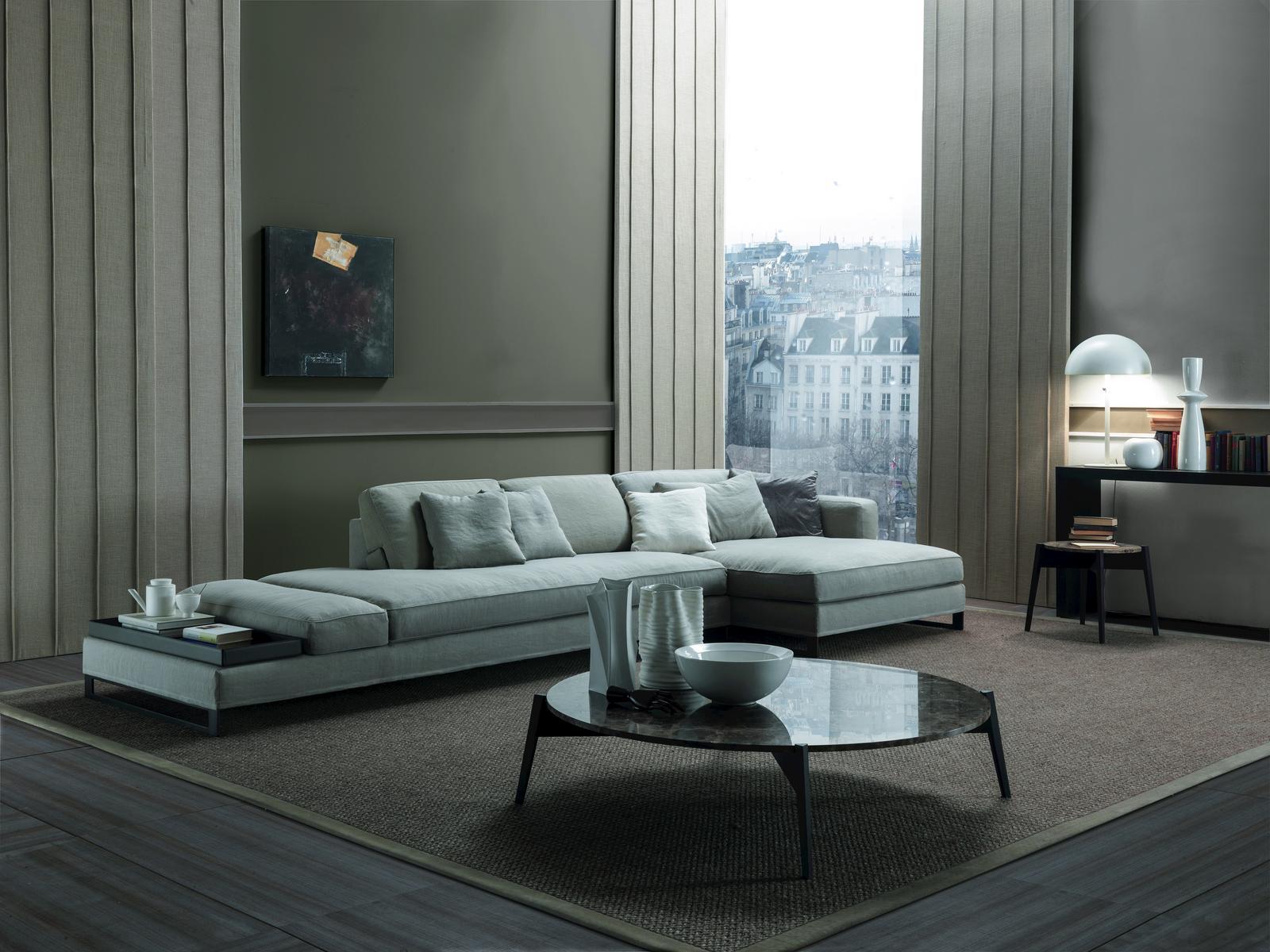Sled base sectional fabric sofa | Davis Flat by Frigerio