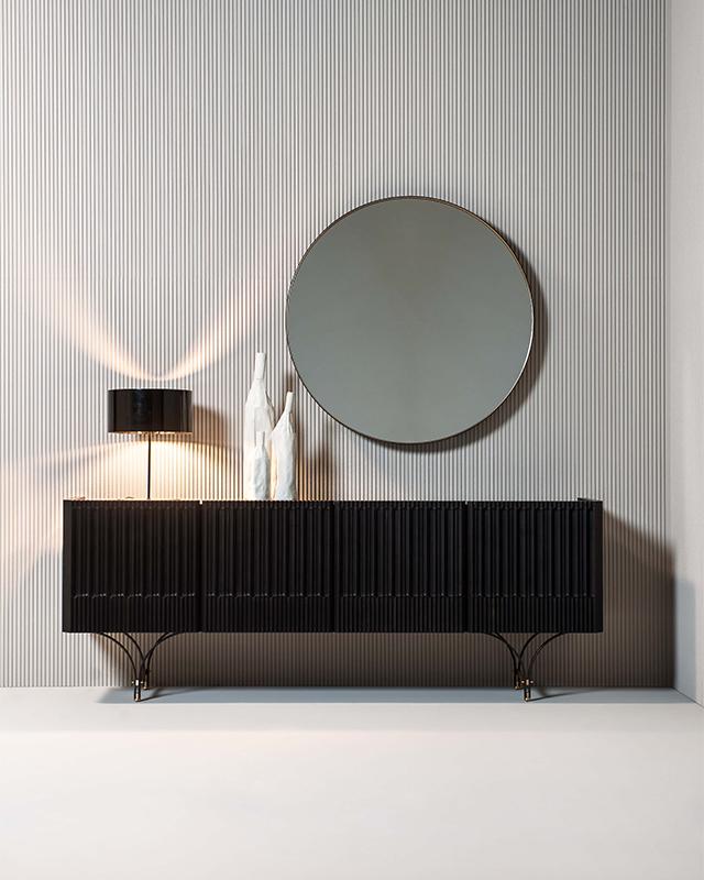 Round wall-mounted framed mirror | Marlene by Baxter