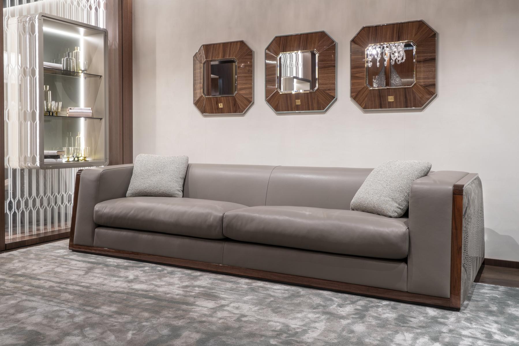 Wall mirror with frame in canaletto walnut | Jupiter by Bruno Zampa