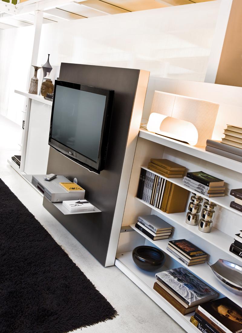 Freestanding wooden storage wall with fold-away bed | Poppi Theatre by CLEI