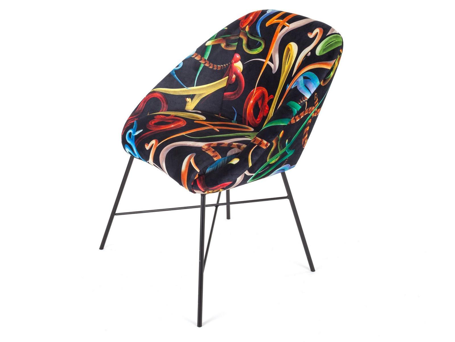 Upholstered fabric chair | Snakes by Seletti