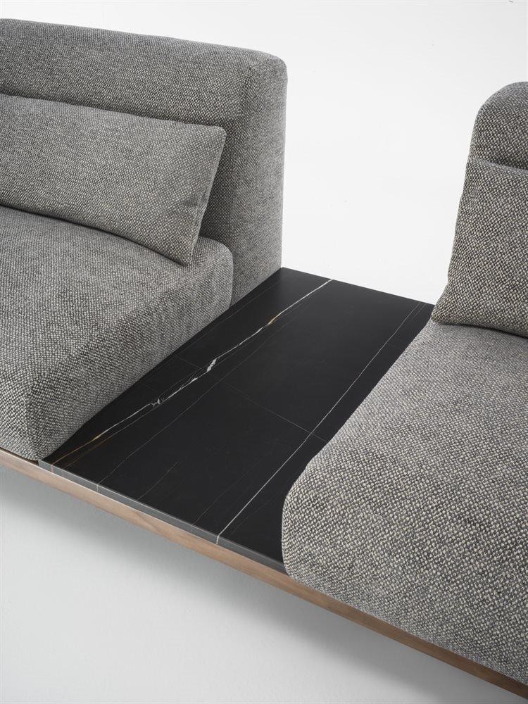 Sectional fabric sofa with storage space | Argo by Porada