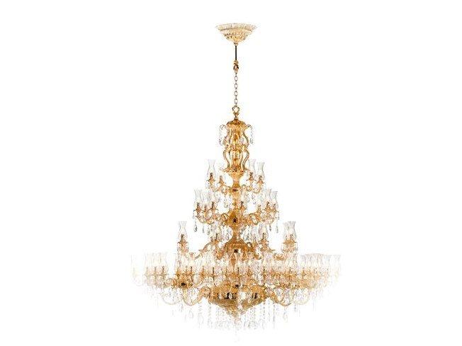 French Gold chandelier with Schoeler crystals | Howard 830/60-sh/g30 by Possoni Illuminazione