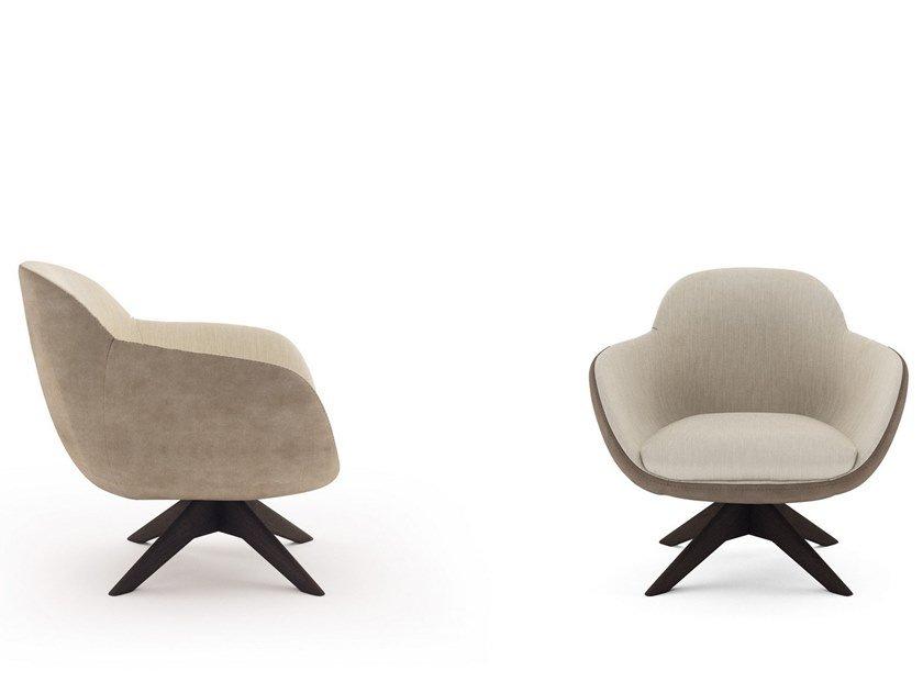 Swivel fabric armchair with armrests | Ghirla by Nicoline