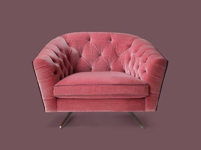 Tufted leather armchair with armrests | New Kap by Borzalino