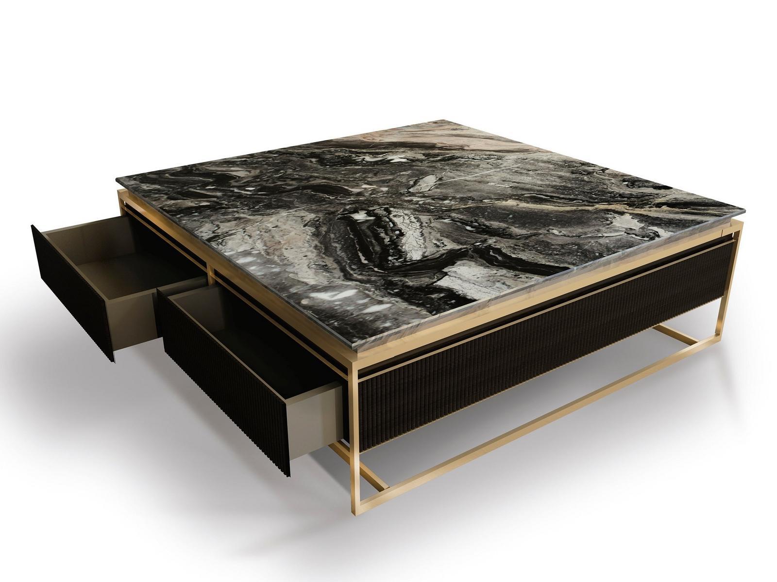 Low marble coffee table for living room | Banner by Visionnair