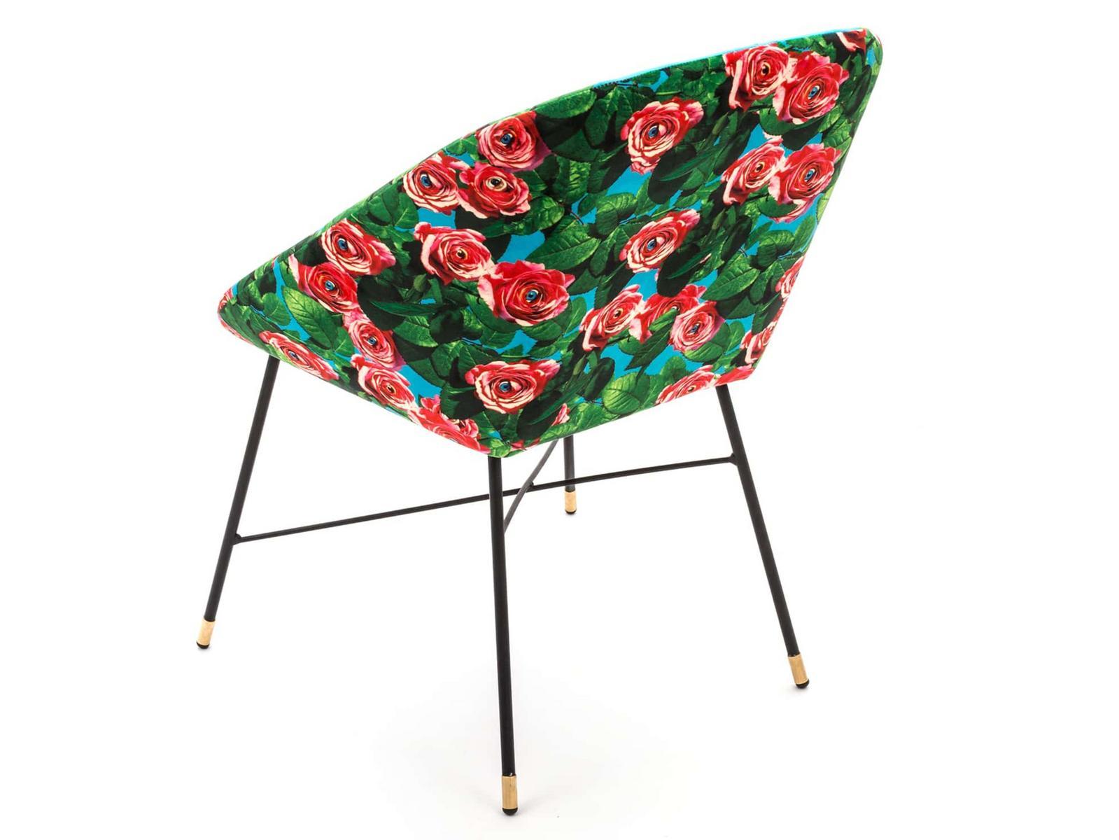 Upholstered fabric chair with armrests | Roses by Seletti