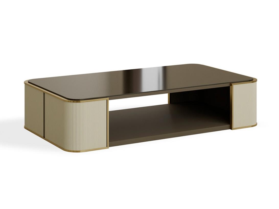 Rectangular wooden coffee table with glass top | Pr.329 by Stella del Mobile