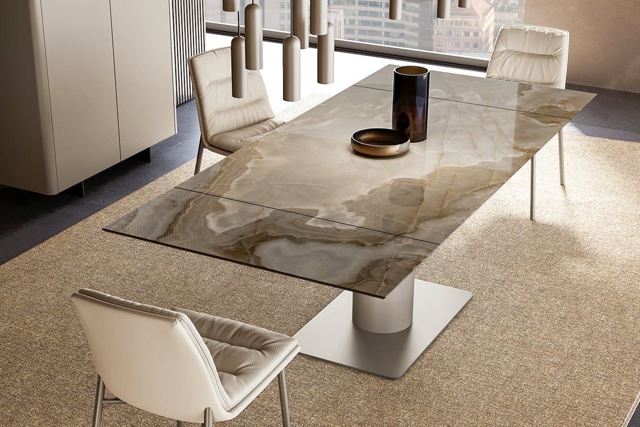 Rectangular ceramic table | Cilindro extendable ceramic by Eforma