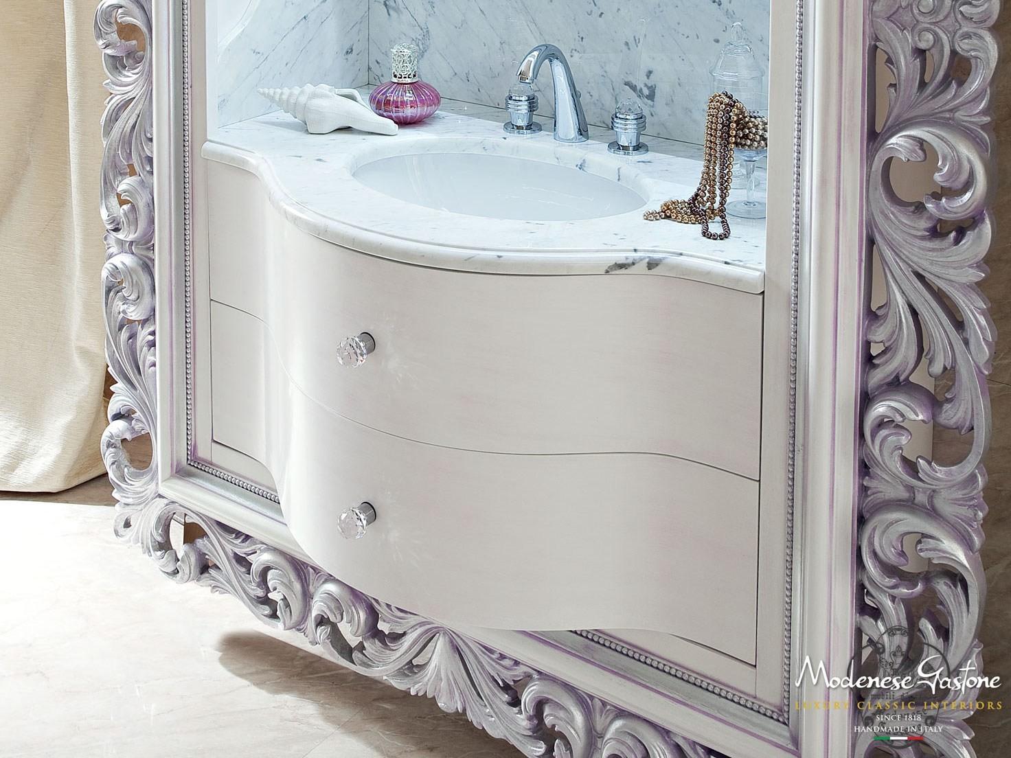 Wall-mounted vanity unit with drawers with mirror | 13698 by Modenese Gastone