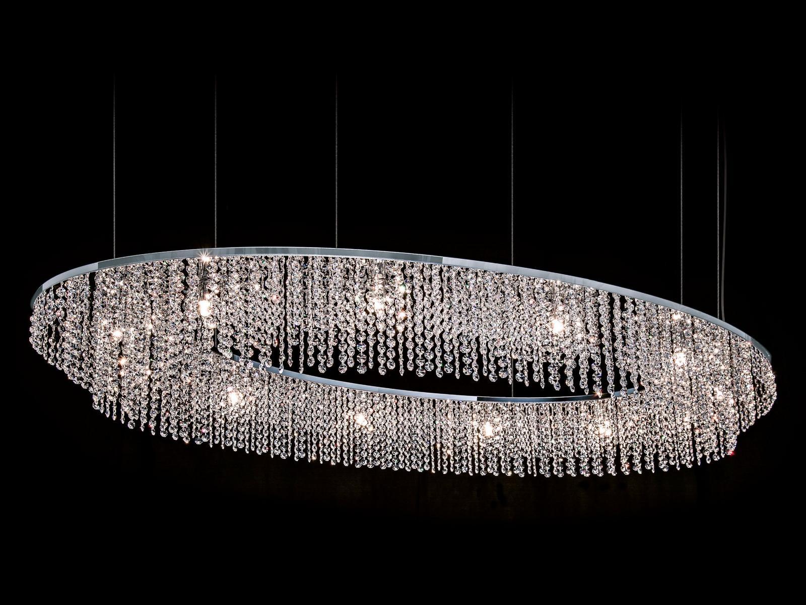 Direct light metal pendant lamp with crystals | Sky Cycles Oval H12 by Ilfari