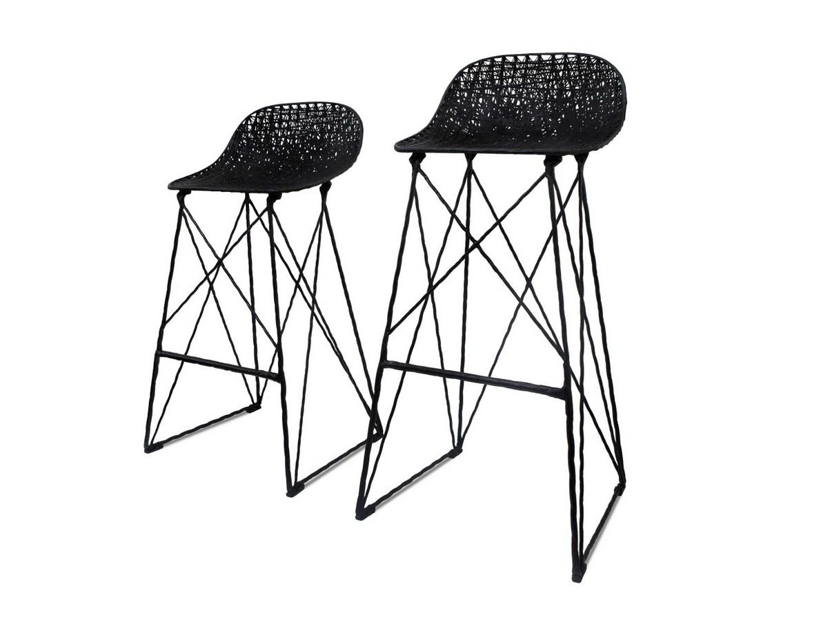 Sled base stool with footrest | Carbon Bar Stool by Moooi
