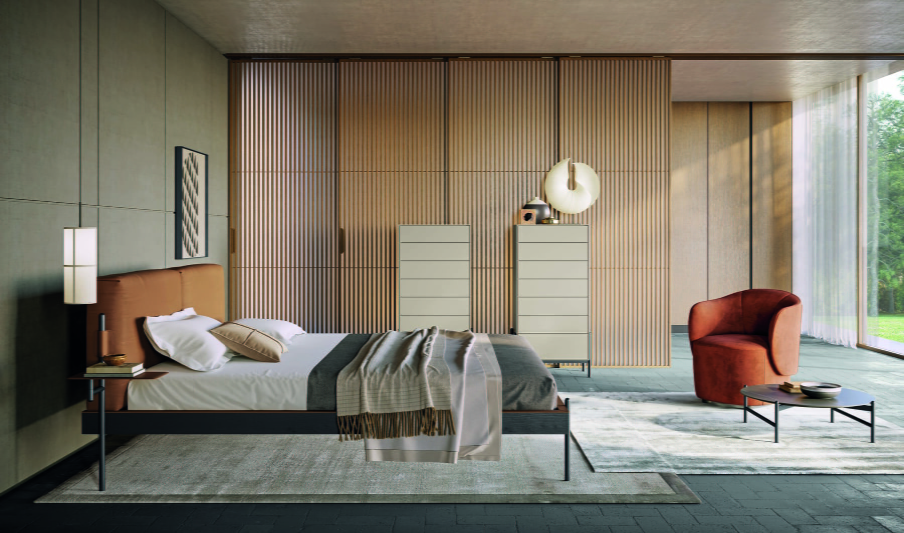 Fabric bed with upholstered headboard | Supernova by Dall'Agnese