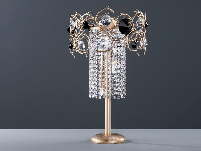 Halogen bronze table lamp with crystals | Diamond by Serip