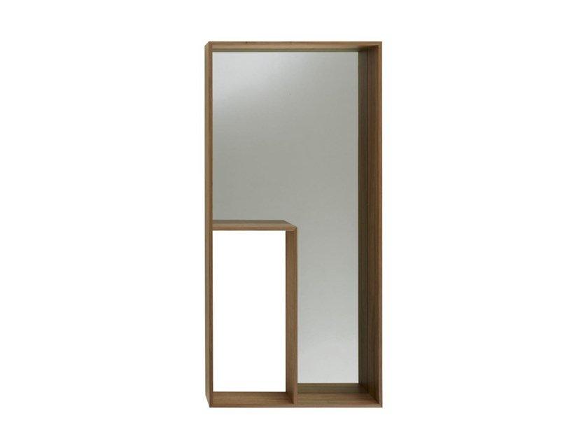 Rectangular wall-mounted MDF mirror with shelf | Loreta by Ligne Roset