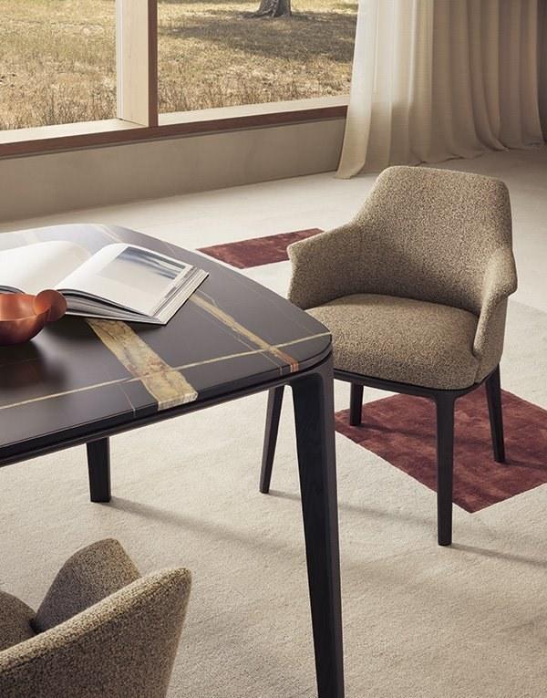 Upholstered chair with armrests | Sophie by Poliform