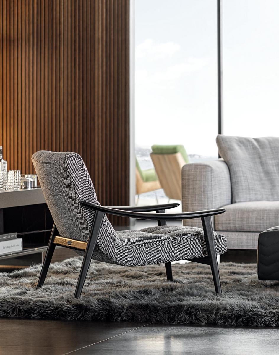 Upholstered armchair with armrests | Fynn by Minotti
