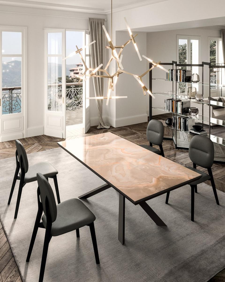 Open back leather chair | Giotto by Ozzio Italia