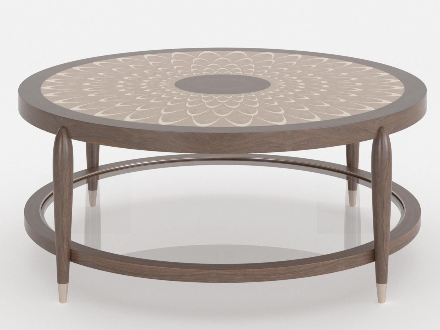 Round wood veneer coffee table | Peacock by Mantellassi 1926