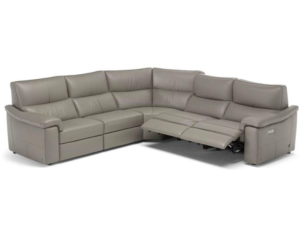 Corner leather sofa with electric motion | Rock by Natuzzi Italia