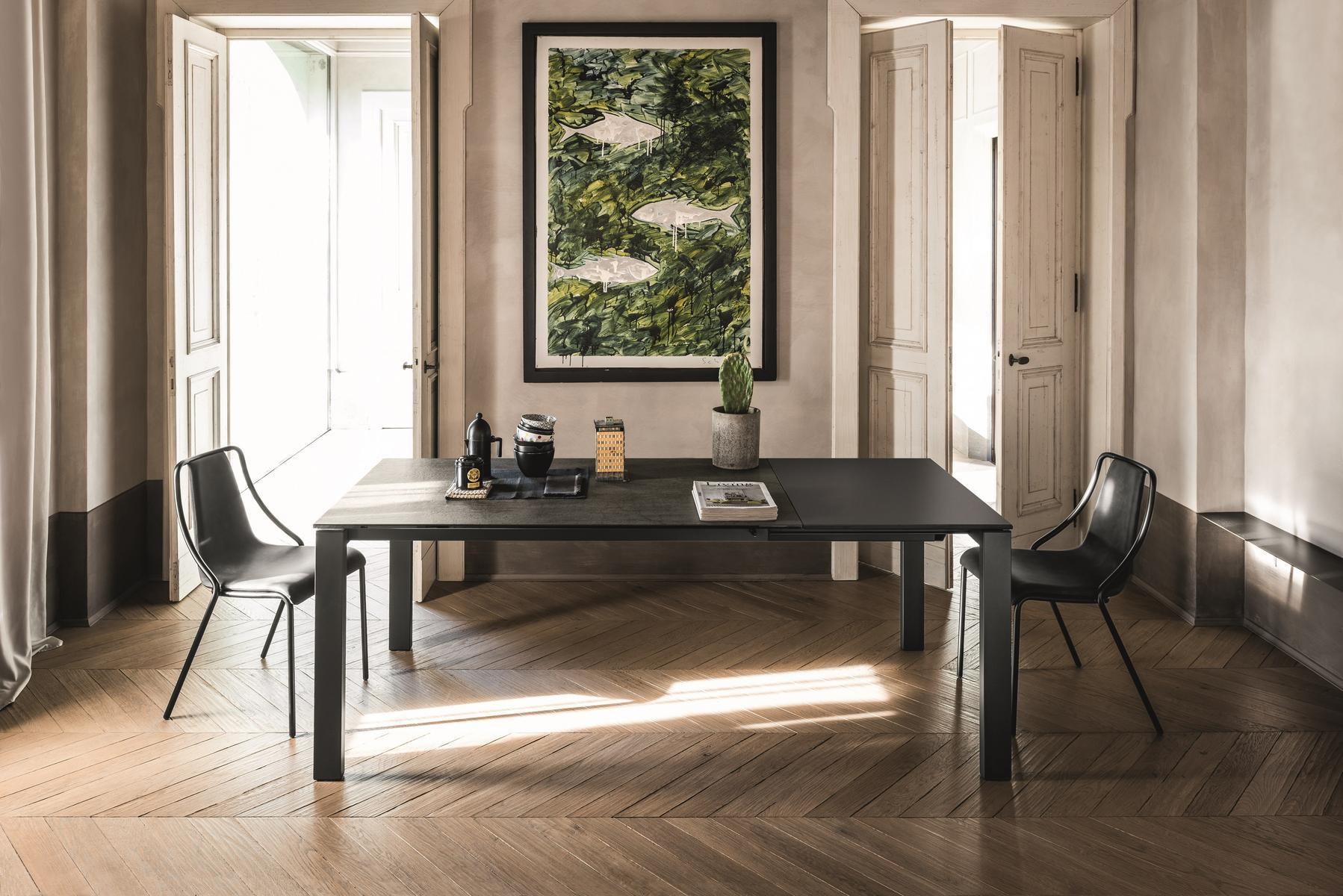 Extending rectangular steel and wood table | Badù by Midj