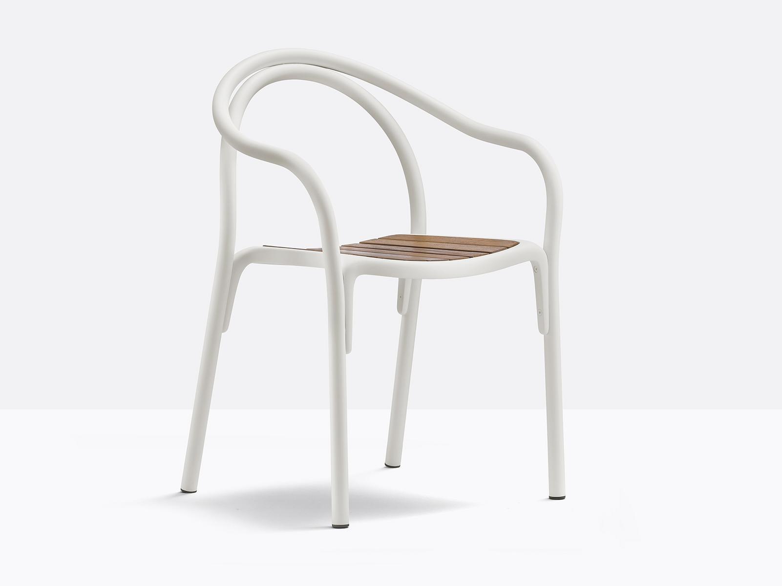Aluminium and wood garden chair with armrests | Soul Outdoor 3746 by Pedrali