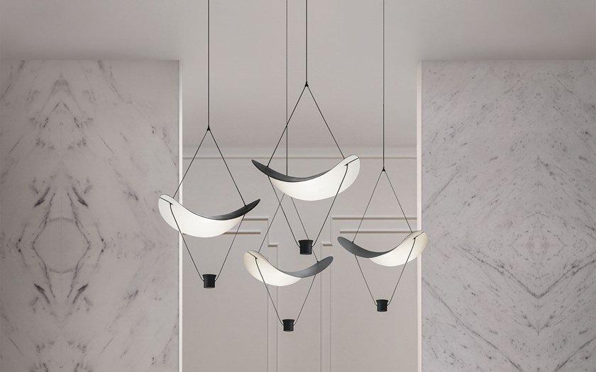 LED painted metal pendant lamp | Vollee C4 G by Masiero