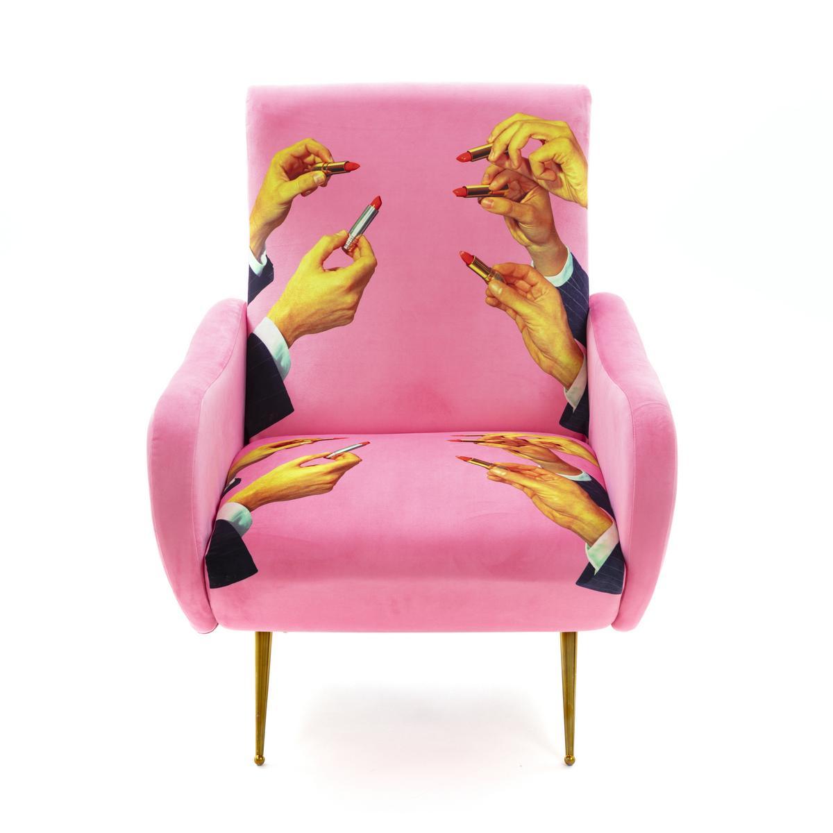 Fabric armchair with armrests | Lipstick Pink by Seletti