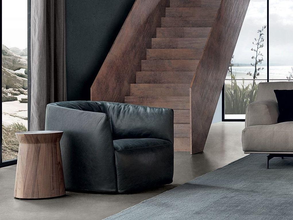 Upholstered leather armchair | Santa Monica by Poliform