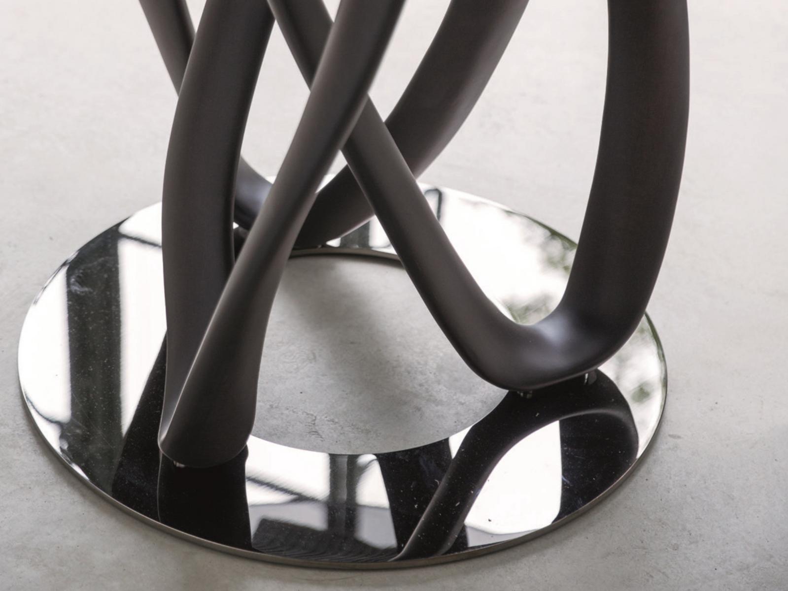Round solid wood table and crystal top | Infinity by Porada
