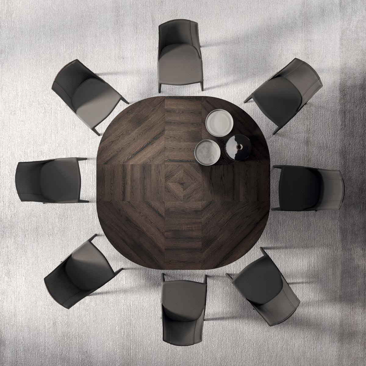 Extending round steel and wood table | Big Round by Ozzio Italia