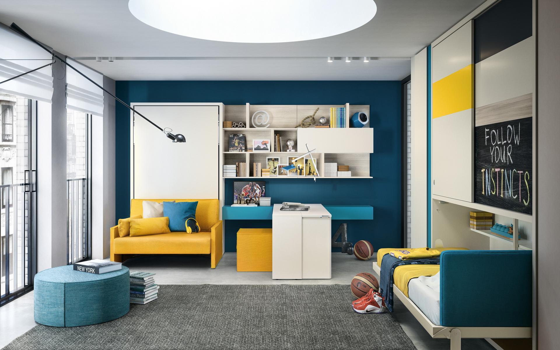 Pull-down melamine-faced chipboard single bed | Kali Ponte Standard by CLEI