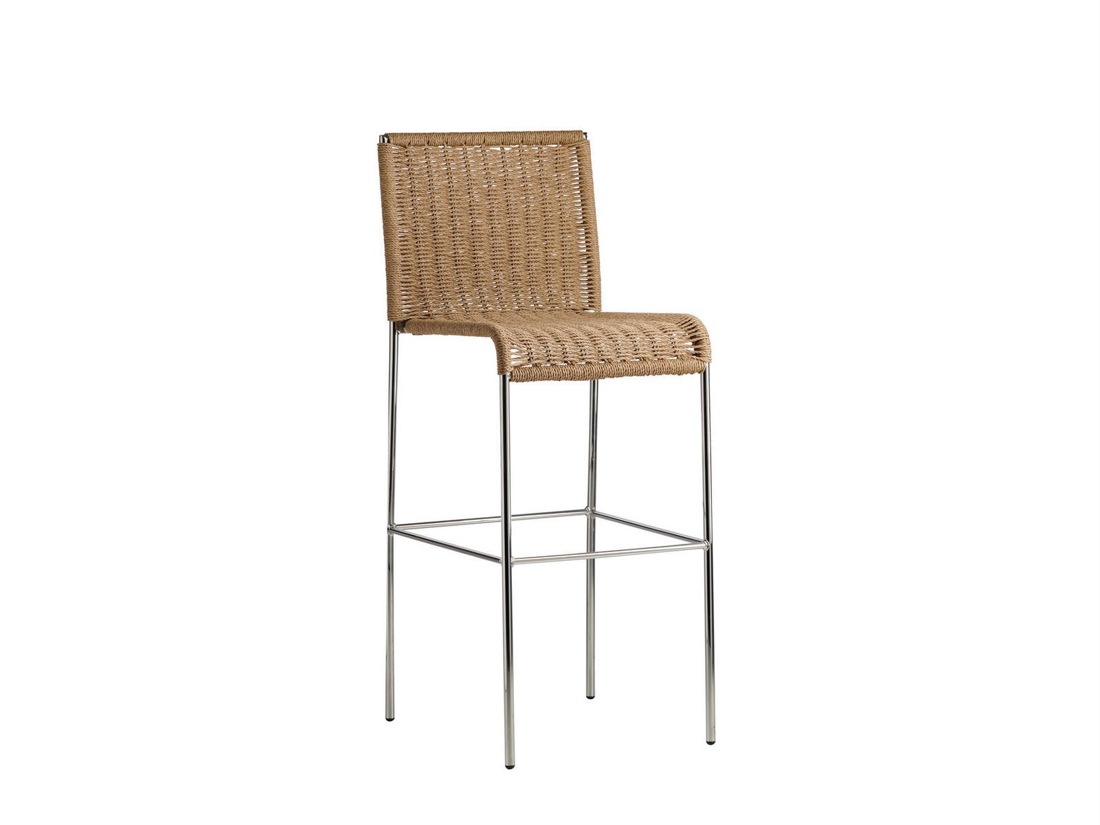 High rope stool with footrest | Agra by Potocco