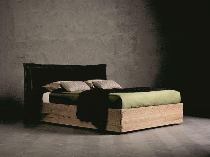 Solid wood double bed with upholstered headboard | Pegaso Ring 5 by Altacorte